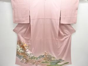 金彩流水に菊模様刺繍一つ紋色留袖(比翼付き)